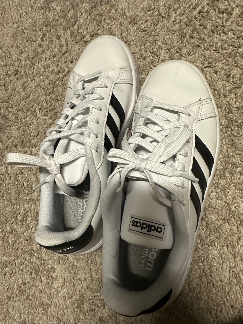 adidas White Sneakers with Black Stripes